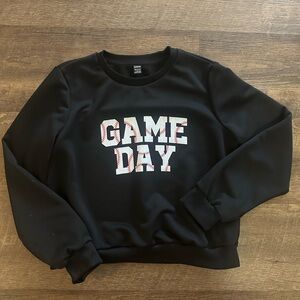 SHEIN Black 'GAME DAY' Crewneck Sweatshirt with Red Accent